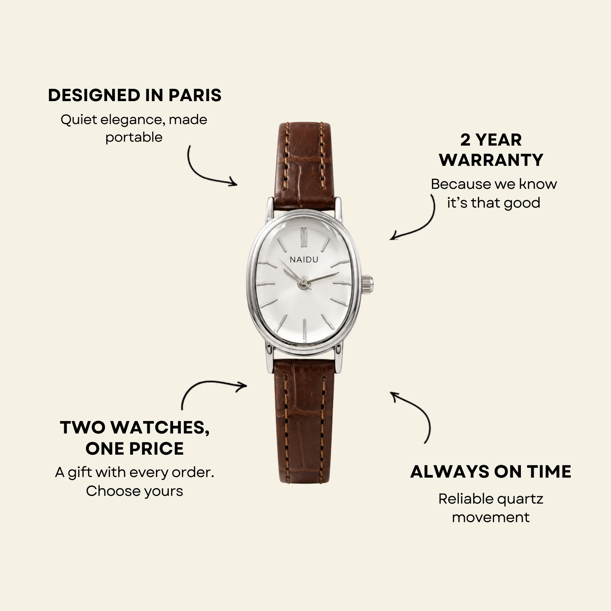 Madeleine Watch Cognac | Balvem