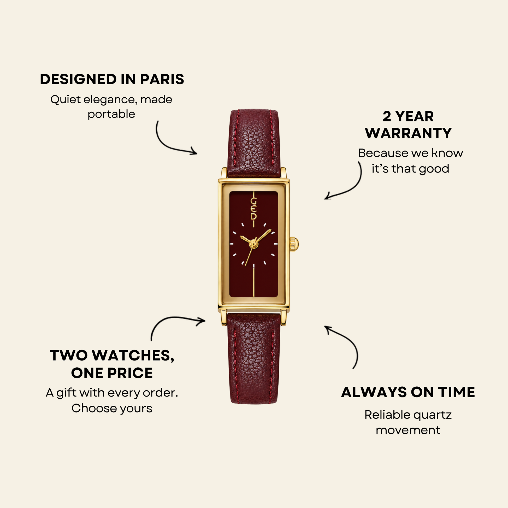 Montaigne Watch Burgundy | Balvem